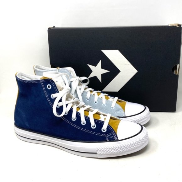 Converse Chuck Taylor High Yellow Blue Suede Men Sneakers Custom A03948C-BLYBL - Picture 8 of 11